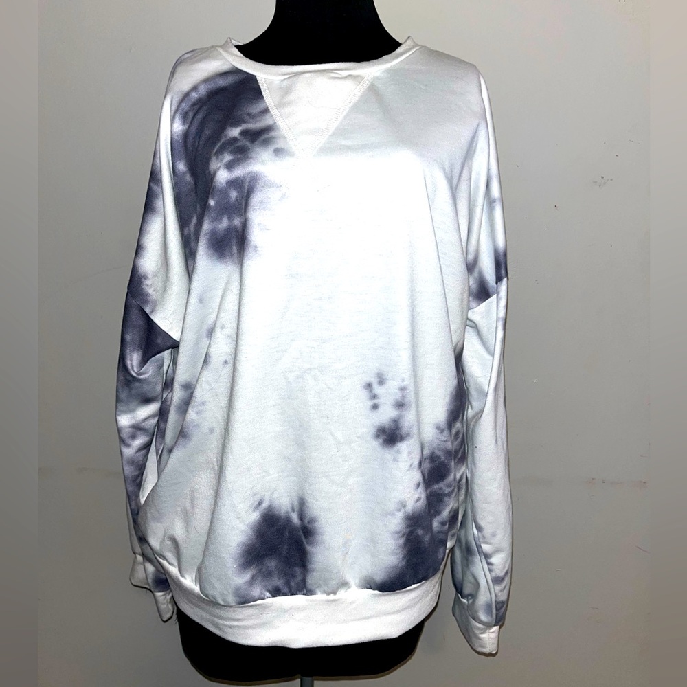 Shein sweatshirt tie dye smokey black white Sz L